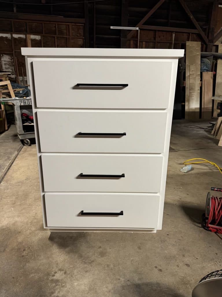 White chest with black pulls