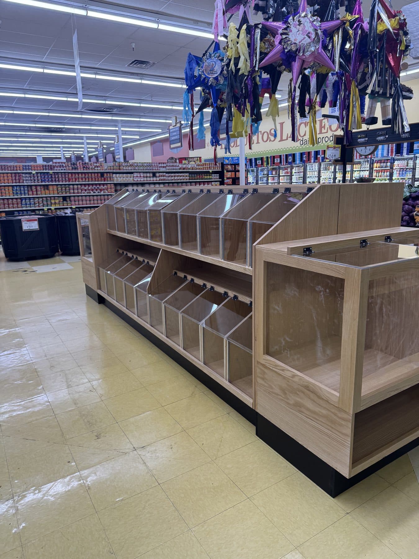 Produce bins, end view