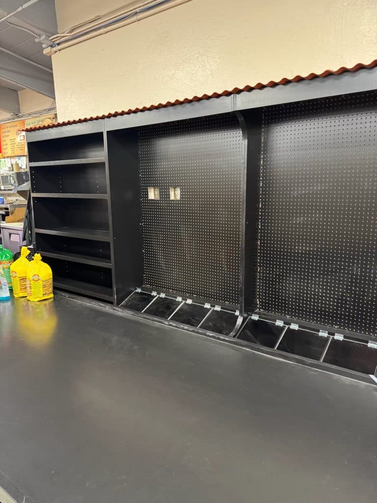 Black pegboard wall display