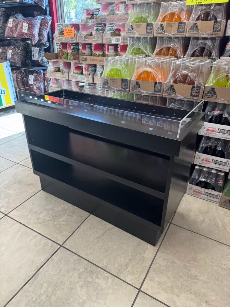 Black bulk-bin counter
